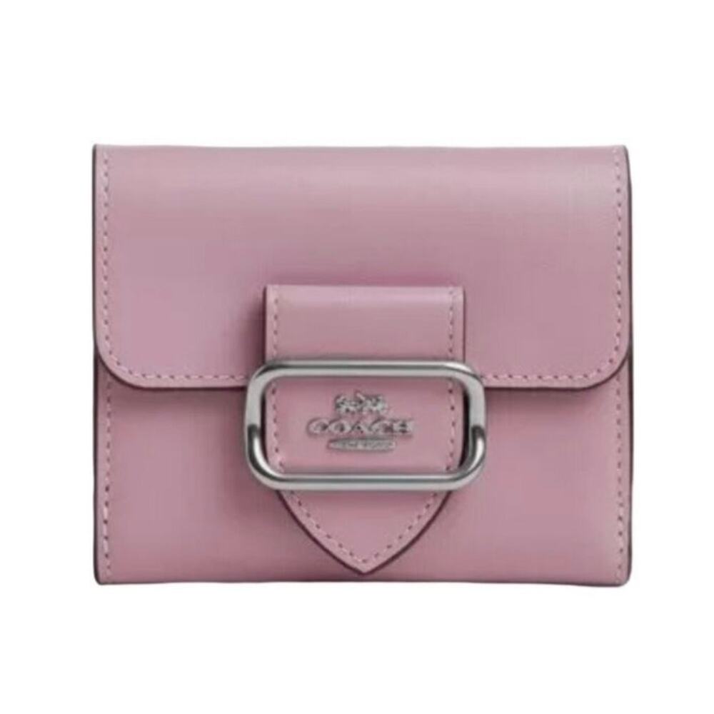 COACH LEATHER MORGAN WALLET IN SILVER/TULIP